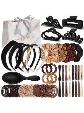 135 Pcs Women's Hair Accessories Kit - Perfect Christmas Gift, Black Set